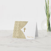 アイボリー金ゴールドクロスバプテスマ《キリスト教》洗礼式や命名式サンキューカー サンキューカード (正面)