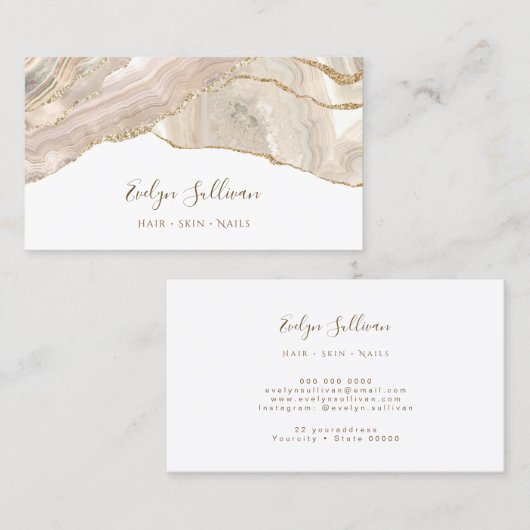 アイボリー金ゴールドグリッターカード 名刺 (正面/裏面)