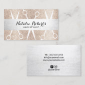 アイボリー金ゴールドグリッター美容師美しいサロン  名刺 (正面/裏面)