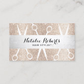 アイボリー金ゴールドグリッター美容師美しいサロン  名刺 (正面)