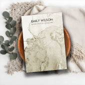 アイボリー金ゴールドグレーアゲート大理石ネックレス表示カード 名刺