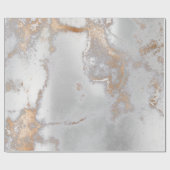 アイボリー金ゴールドシルバーグレーメタリックストロークマーブル ラッピングペーパー (フラット)