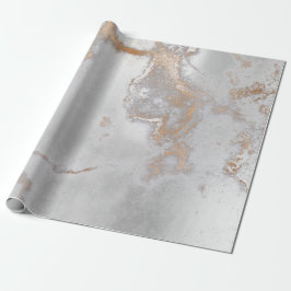 アイボリー金ゴールドシルバーグレーメタリックストロークマーブル ラッピングペーパー