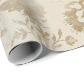 アイボリー金ゴールドセピアバラフローラコテージグランジーダマスク ラッピングペーパー (ロールコーナー)