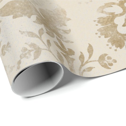 アイボリー金ゴールドセピアバラフローラコテージグランジーダマスク ラッピングペーパー (ロールコーナー)