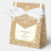 アイボリー金ゴールドダマスクエレガンスイスラム結婚教徒 フェイバーボックス (正面)