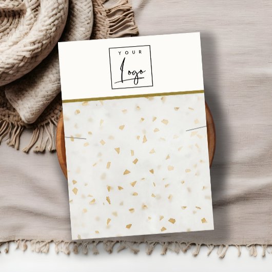 アイボリー金ゴールドテラッツォマーブルテクスチャネックレスロゴ 名刺