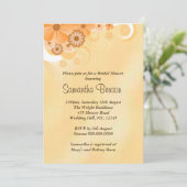アイボリー金ゴールドハイビスカスフローラブライダルシャワー招待状 招待状 (スタンド正面)