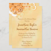 アイボリー金ゴールドハイビスカスフローラ5x7リハーサルディナー 招待状 (正面/裏面)