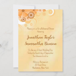 アイボリー金ゴールドハイビスカスフローラ5x7リハーサルディナー 招待状