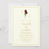 アイボリー金ゴールドバラ結婚式 招待状 (正面)