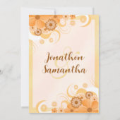 アイボリー金ゴールドピーチハイビスカスフローラリハーサルディナー 招待状 (裏面)