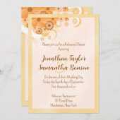 アイボリー金ゴールドピーチハイビスカスフローラリハーサルディナー 招待状 (正面/裏面)