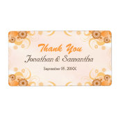アイボリー金ゴールドピーチフローララージ結婚ーズありがとう ラベル (正面)