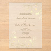 アイボリー金ゴールドフローラアクリル結婚式招待状 アクリル招待状 (正面)