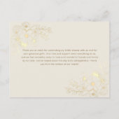 アイボリー金ゴールドフローラブライダルサンキューカード インビテーションポストカード (裏面)