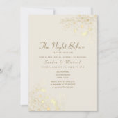 アイボリー金ゴールドフローラリハーサルディナー招待状 招待状 (正面)