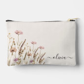 アイボリー金ゴールドフローラ名モノグラム アクセサリーポーチ (裏面)