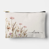 アイボリー金ゴールドフローラ名モノグラム アクセサリーポーチ (正面)