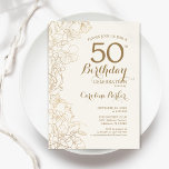 アイボリー金ゴールドフローラ50th誕生日パーティー 招待状<br><div class="desc">アイボリー金ゴールドフローラ50th Birthday Party Invitation。ボタニカルモダンアウトラインスケッチのアクセントとタイポグラフィスクリプトフォントを特徴とするミニマルデザイン。トレンディーシンプル招待状カードは女性の日スタイリッシュお祝いに最適。任意のカスタマイズ年齢にすることができる。印刷されたZazzle招待状または即時ダウンロードのデジタル印刷可能なテンプレート。</div>