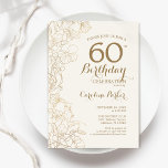 アイボリー金ゴールドフローラ60th誕生日パーティー 招待状<br><div class="desc">アイボリー金ゴールドフローラ60th Birthday Party Invitation。ボタニカルモダンアウトラインスケッチのアクセントとタイポグラフィスクリプトフォントを特徴とするミニマルデザイン。トレンディーシンプル招待状カードは女性の日スタイリッシュお祝いに最適。任意のカスタマイズ年齢にすることができる。印刷されたZazzle招待状または即時ダウンロードのデジタル印刷可能なテンプレート。</div>