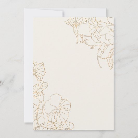 アイボリー金ゴールドフローラ80th誕生日パーティー 招待状 (裏面)