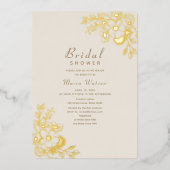 アイボリー金ゴールドブライダルシャワー 箔招待状 (正面)
