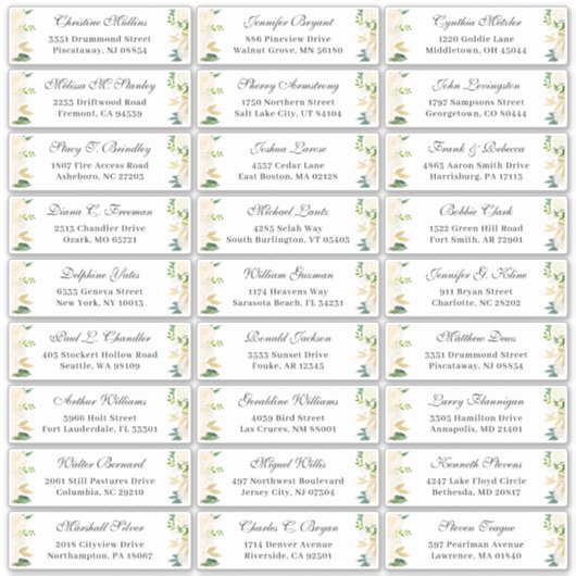 アイボリー金ゴールドボタニカルフローラ結婚ズゲストアドレス シール (正面)