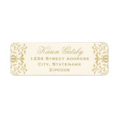 アイボリー金ゴールドヴィンテージグラマ結婚ー差出人住所 ラベル (正面)