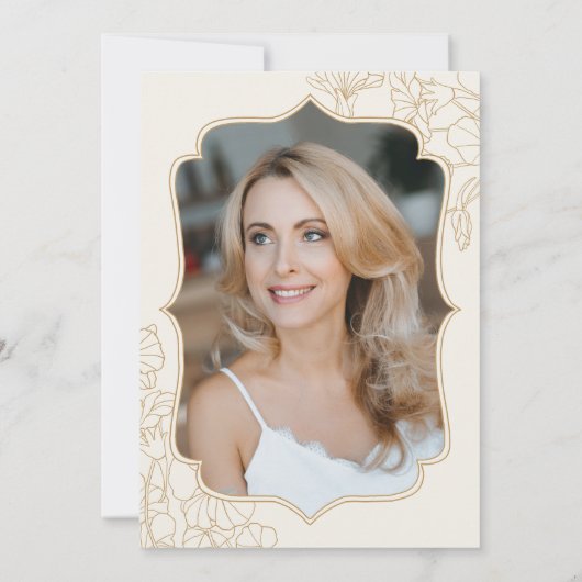 アイボリー金ゴールド写真50th誕生日パーティー 招待状 (裏面)