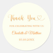 アイボリー金ゴールド感謝していハート結婚ズ ラウンドシール (正面)