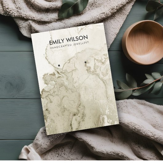 アイボリー金ゴールド灰石大理石イヤリングディスプレイカード 名刺