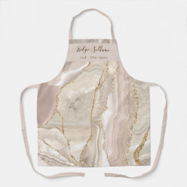 アイボリー金ゴールド瑪瑙美しいプロフェッショナルエプロン エプロン