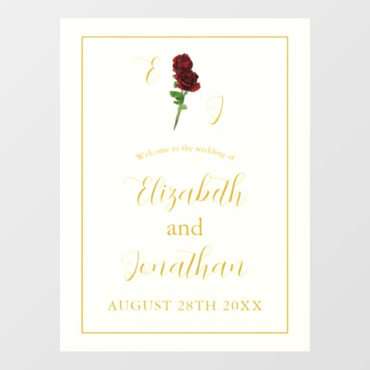 アイボリー金ゴールド結婚バラ ウィンドウサイン (シート)