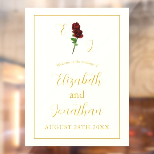 アイボリー金ゴールド結婚バラ ウィンドウサイン (シート2)