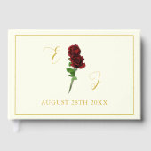 アイボリー金ゴールド結婚バラ ゲストブック (正面)