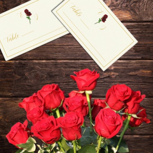 アイボリー金ゴールド結婚バラ プレイスカード