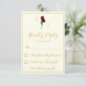 アイボリー金ゴールド結婚バラ 出欠カード (スタンド正面)