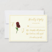 アイボリー金ゴールド結婚バラ 出欠カード (正面)