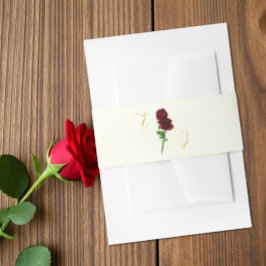 アイボリー金ゴールド結婚バラ 招待状ベリーバンド