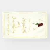 アイボリー金ゴールド結婚バラ 横断幕 (横)