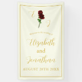 アイボリー金ゴールド結婚バラ 横断幕 (縦)