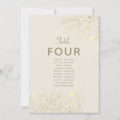 アイボリー金ゴールド結婚フローラのシーティングカード (正面)