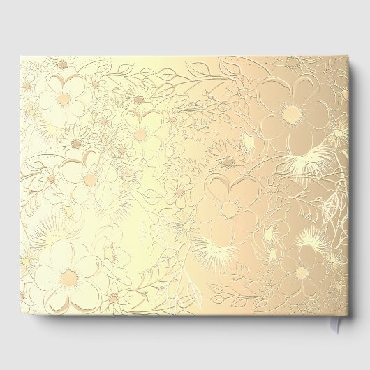 アイボリー金ゴールド結婚フローラズゲストブック ゲストブック (裏面)