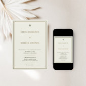 アイボリー金ゴールド縁どグリー5 x 7フォト結婚ズ 招待状