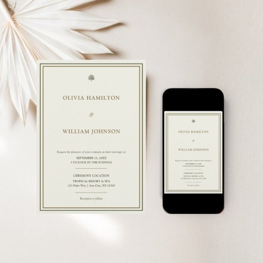 アイボリー金ゴールド縁どグリー5 x 7フォト結婚ズ 招待状