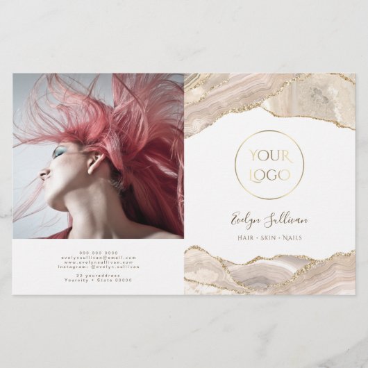 アイボリー金ゴールド重ね折りパンフレット (正面)