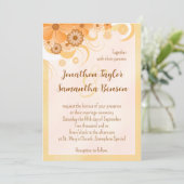 アイボリー金ゴールド&ピーチハイビスカスフローラエレガント招待状 招待状 (スタンド正面)