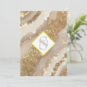 *~アイボリー金ゴールドAR66 QR + RSVP Agate 結婚's 招待状 (スタンド正面)