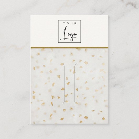 アイボリー金ゴールドTerrazzoテクスチャヘアピンディスプレイロゴ 名刺 (正面)